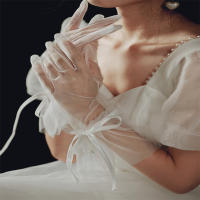 Guantes De Boda Elegantes Para Novia Con Lazo Accesorios De Boda Para Damas Guantes De Noche Formales De Encaje Rayón Talla Única - details 34