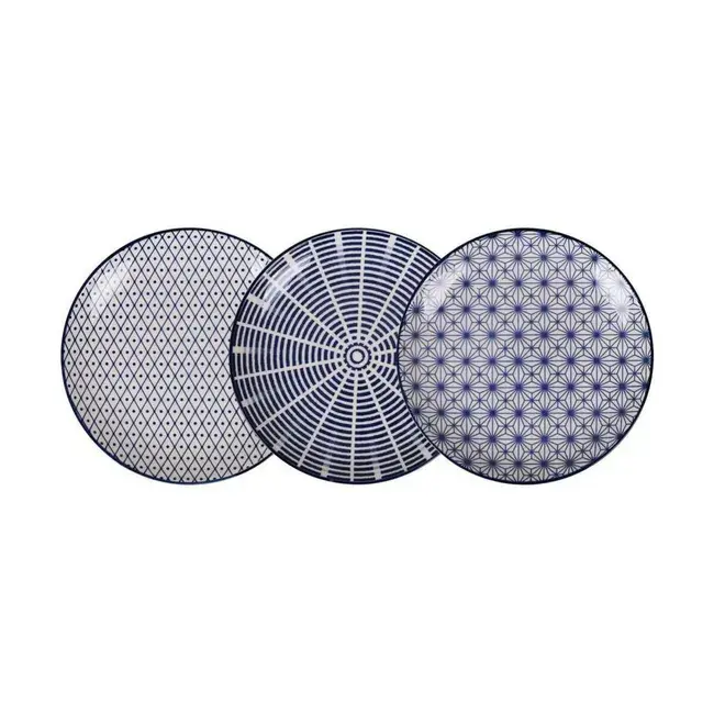 STARLEY-SET 6 Fuente de Cocina Alfares Masako 20,3 x 2,5 cm Azul,Fuentes Redondas Surtidos 3 Decor/ NEGRO NOMI 20.3x25cm - 1