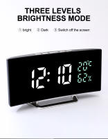 Reloj De Alarma Digital Con Pantalla Curva Mostrador De Tiempo/ Fecha/ Temperatura/Humedad 12/24h 3 Alarmas Ajustable Brillo Reloj De Mesa Europeo - details 6