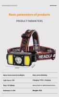 Linterna Frontal COB LED Potente Con Sensor Tipo-C Recargable Impermeable Para Camping Pesca Y Búsqueda T146 - details 15