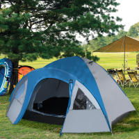 Outsunny Tienda de Campaña para 3-4 Personas Tienda de Camping con Ventanas 2 Bolsillos y Bolsa de Transporte 250x300x130 cm Gris y Azul - details 1