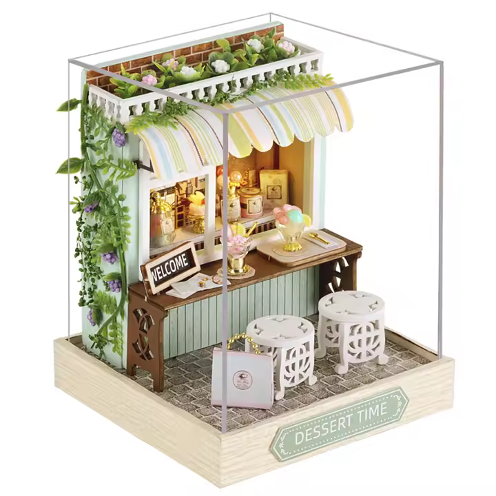 DAM. Colección Rincón de la felicidad, Tiempo de Postre. Maqueta 3D realista con gran detalle, cubierta antipolvo y luces led. 9x9x12cm. - 1