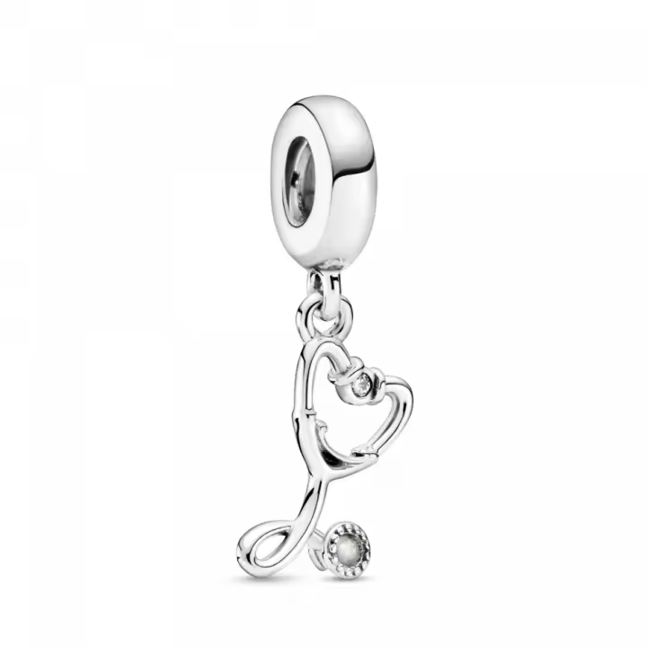 PANDORA Charm Colgante Estetoscopio 799072C01 Plata Ley 925ML Mujer - Elegante Detalle en Circonita Cúbica - 1