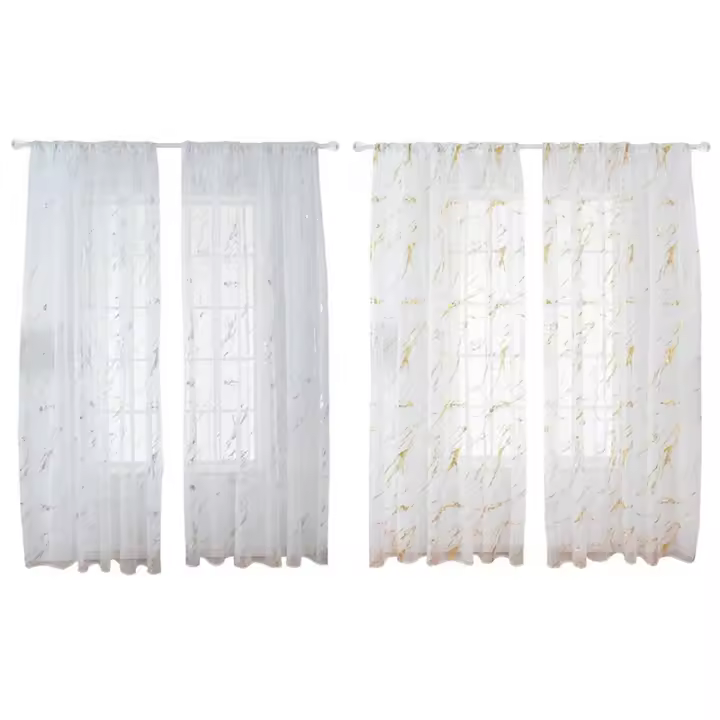 Cortina De Malla Transparente Marfil 100x200cm Abre Por Izquierda Y Derecha Para Sala De Estar Café Dormitorio Cocina Estilo Pastoral - 1