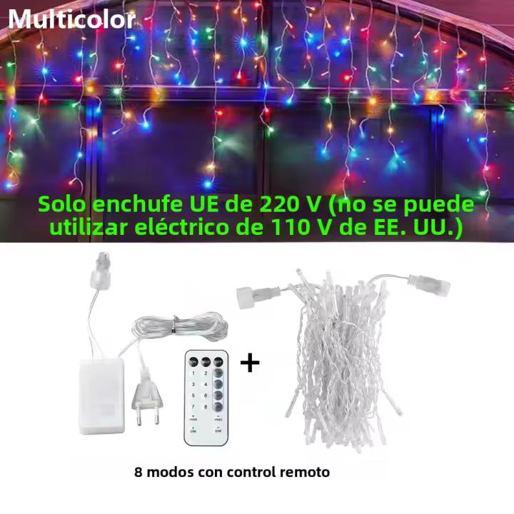 Luces De Cadena LED De Icicle 3.5-40M Para Navidad Y Fiestas Luces De Aparador Con Control Remoto Impermeables Para Exterior Decoración De Calle Y Hogar - 1