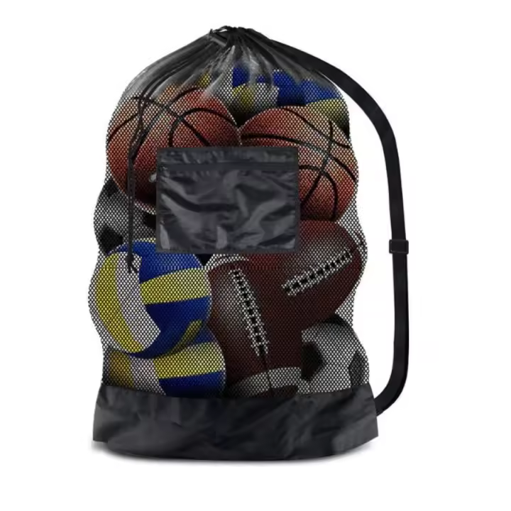 Bolsa Deportiva De Malla Grande Con Correa Y Cordón Para Almacenar Equipamiento De Baloncesto Voleibol Béisbol Y Natación - 1