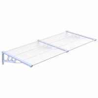 vidaXL Marquesina puerta policarbonato gris y transparente dimensiones 122x90 cm, 152.5x90 cm, 199x90 cm Protección Rayos UV para Terraza Patio Exterior Jardín - details 3