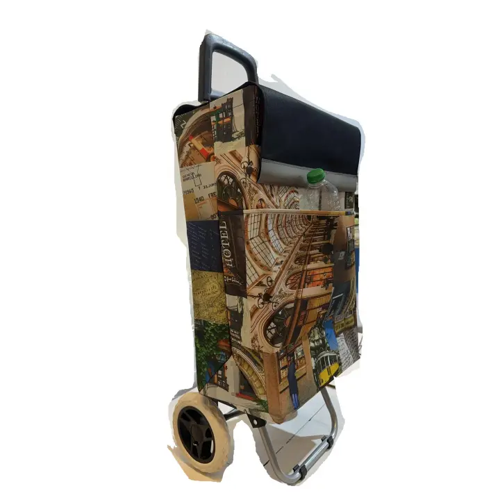 happy casa  Carrito de Compra Plegable Ligero Bolsa Termo 90x30x39cm , Resistente, Plegable, con 2 Ruedas Resistentes, para la Compra de Alimentos, Capacidad de Carga 40 Litros - 1