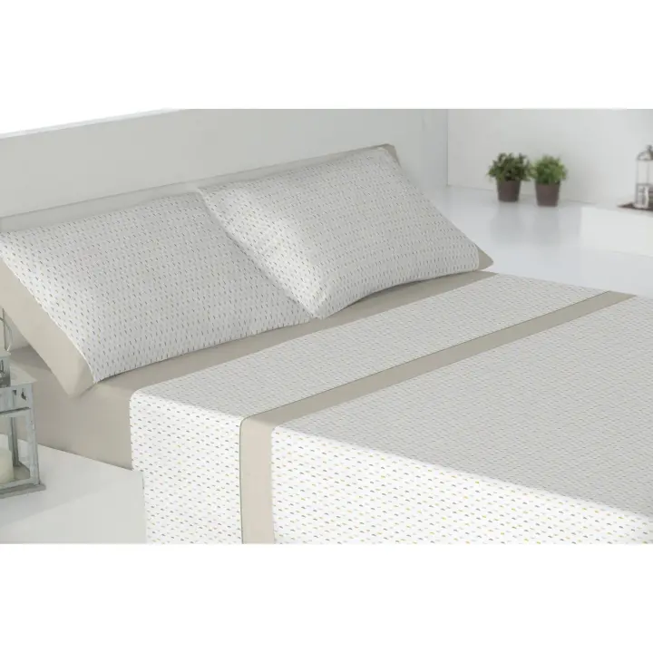 Sábanas verano cama 180cm - Suaves y Económicas de Microfibra Anti-perli - Olivia en Beis (Artículo Rotativo) - 1