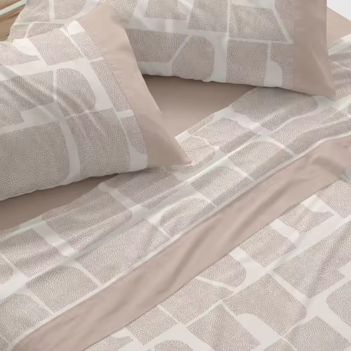 Juego de sábanas 100% Algodón. Disponible en cama de 90, 105, 135, 150-160, 180 y 200cm. Color Azul plomo, laurel y arcilla. Tejido algodón extrasuave. - 1