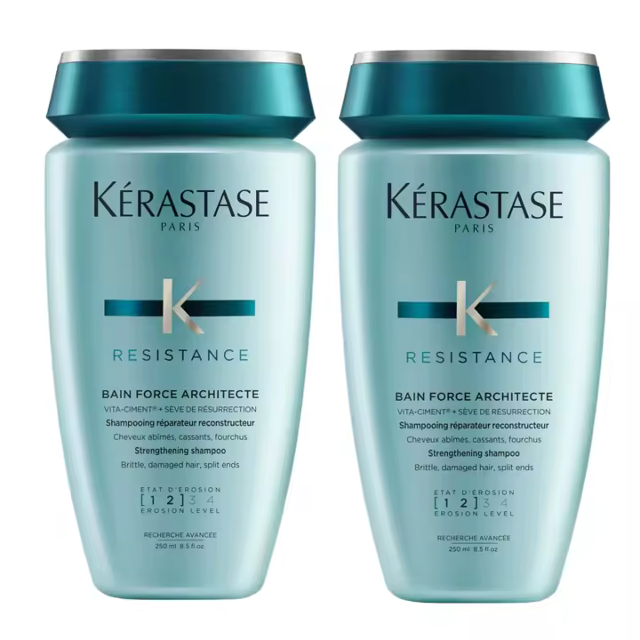 Pack x2 Kérastase Bain Force Architecte Champú 250ml – Cabello Dañado y Quebradizo - 1