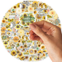 50pcs Pegatinas De PVC Impermeables Para Maleta Y Decoración De Cuaderno Taza Guitarra Clásica Con Diseño De Lenguaje De Girasol Tienda De Moto - details 4