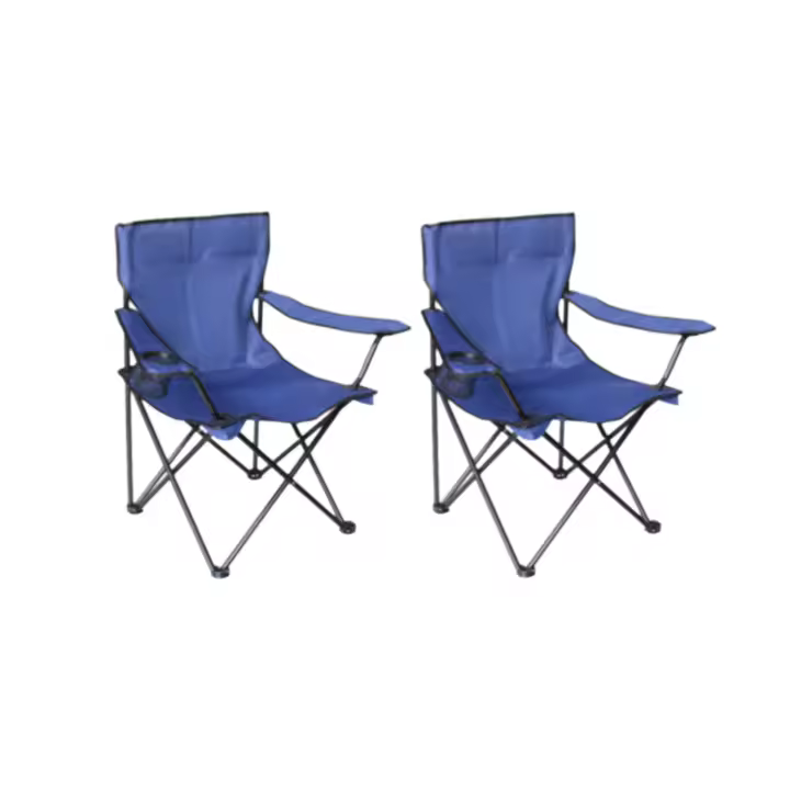 VICTORIA&ANDREA® PACK 2 Silla de camping plegable y portátil, 82x50x80cm ultraligero para exteriores con reposabrazos portavasos de malla blosa lateral resistente, Ideal para acampada, camping, pesca y trekking - 1