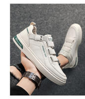 Zapatos Vulcados Para Hombre Malla Transpirable Cuero PVC Antideslizante Cómodo Suela Gruesa Talla Grande Zapatillas Blancas - details 9