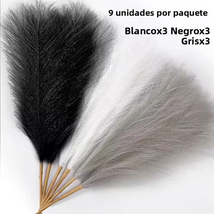 9Pcs Pampas De Poliéster Artificiales Decoración De Flores Silken Para Bodas Y Fiestas Arreglo Floral Para Hogar Y Jardín - 1