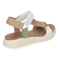 PuntoSalao Sandalias planas tiras cruzadas cierre velcro mujer color beige y verde AD-3269 - details 2