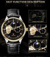 Reloj Mecánico Para Hombre TEVISE Nuevo Con Esqueleto Y luzAutomatico Resistente Al Agua De Cuero Lujoso Con Fase Lunar - details 4