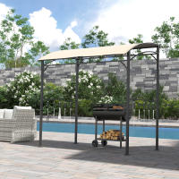 Cenador de Jardín doméstico para Exterior con cubierta de barbacoa resistente a Los Rayos UV, Estructura de Maple y Ganchos, poliéster, beige, 215x150x220 cm - details 0