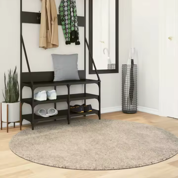 vidaXL Alfombra pelo largo aspecto brillante ISTAN beige Ø 160 cm - 1