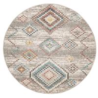 vidaXL Alfombra de interior/exterior diseño vintage ARBIZU Ø 120 cm Color Rosa,  Multicolor,  Gris claro y mas Alfombras de área  Alfombra de Piso para Sala de Estar Dormitorio Habitación Salón - details 1
