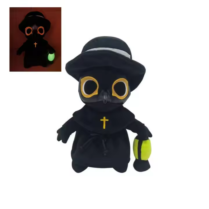 Marioneta absorbente de luz del Cuervo de la Noche Oscura- Muñeca luminosa con temática médica de Halloween. - 1