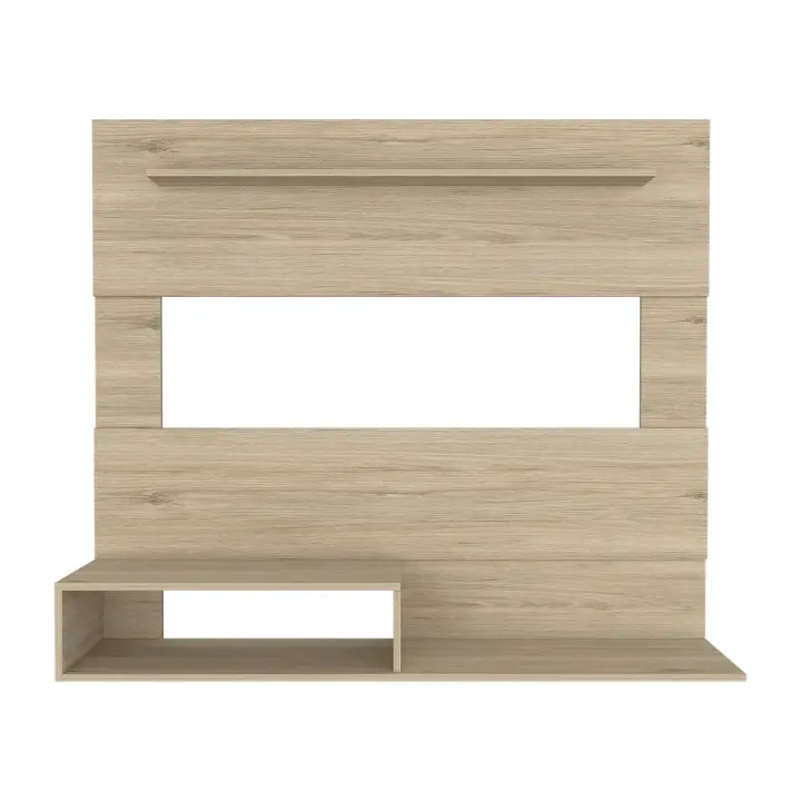 TUHOME Panel de Entretenimiento de Pared Beijing, con estante superior, Miel Madera manufacturada Salón-Mueble Tv - 1