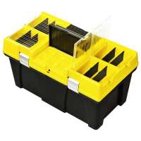 vidaXL Caja de herramientas de plástico amarillo 595x337x316 mm - details 2