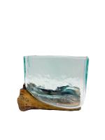 Gissed-Vaso de Vidrio Soplado sobre Madera Natural - Arte en Fusión, Decoración Rústica para el Hogar - details 4