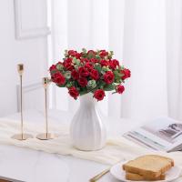 10 Cabezas De Flor Artificial Rosa De Seda Con Hojas De Eucalipto Y Peonía Para Decoración De Mesa Boda Vaso Hogar - details 14
