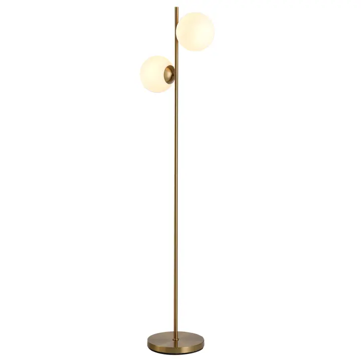 HOMCOM Lámpara de pie Lámpara de pie Pantalla de cristal de 2 piezas, acero + cristal, 39 x 28 x 165 cm (dorado + blanco) - 1