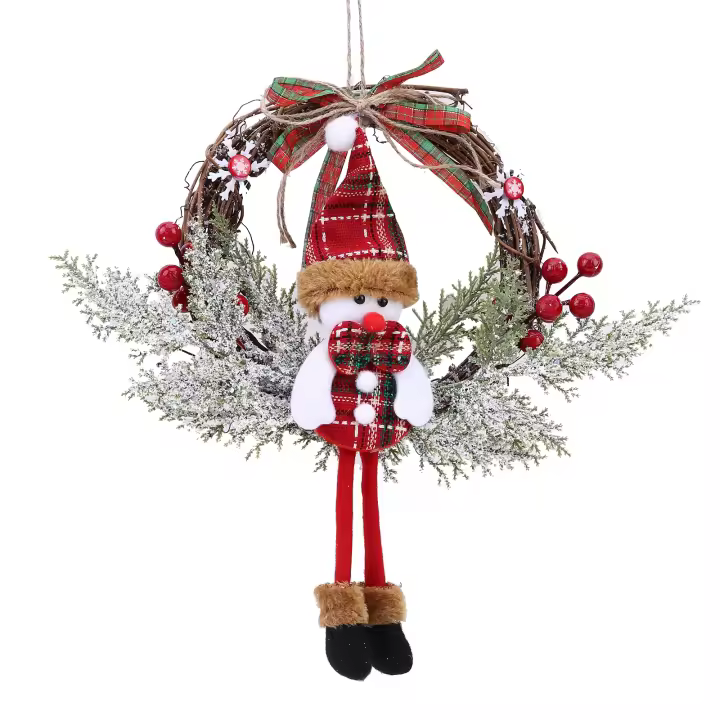 Corona Navideña Artificial De Ramas Muertas Guirnalda Floral Para Decoración De Año Nuevo Y Navidad Adornos De Foliage Colgantes - 1