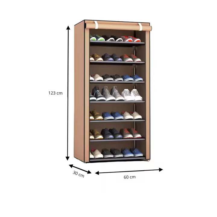 LUTODY - Zapatero Organizador de zapatos de tela textil, Auxiliar compacto de varios niveles, vertical, tubo de metal plegable - Vestidor portátil para recibidor, entrada, sala de estar, salón - Ligero y resistente - 1