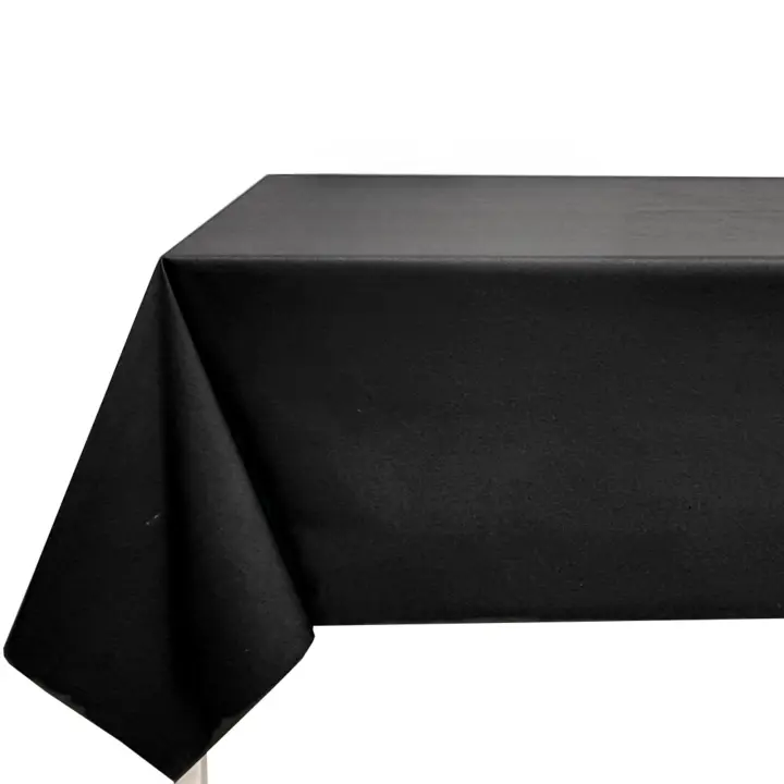 Mantel de tela antimanchas, Liso, Para mesa rectangular, Fácil de limpiar, Lavable, Impermeable, Ideal para el hogar interior y exterior, Negro,DAL2420 - 1