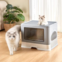 Aqrau Inodoro WC Para Gatos, con puerta frontal, Bandeja de arena con Pala, Facilitar la Limpieza - details 5