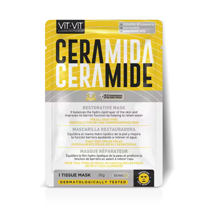 Diet Esthetic - Mascarilla Facial Restauradora Ceramida con Ácido Hialurónico y Niacinamida, Superhidratante para Pieles Secas, Deshidratadas y Desnutridas, Fórmula Dermocosmética con Barrera Lipídica Reforzada - 1