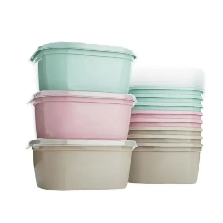 HOGUITA-Pack de 12 Recipientes de Plástico con Tapa en Color Surtido, Recipientes Reutilizables para Comida y Alimentos Sin BPA, Juegos de Tupper Plasticos para Alimentos, Fiambreras Aptas para Microondas, Congelador y Lavavajillas - 1