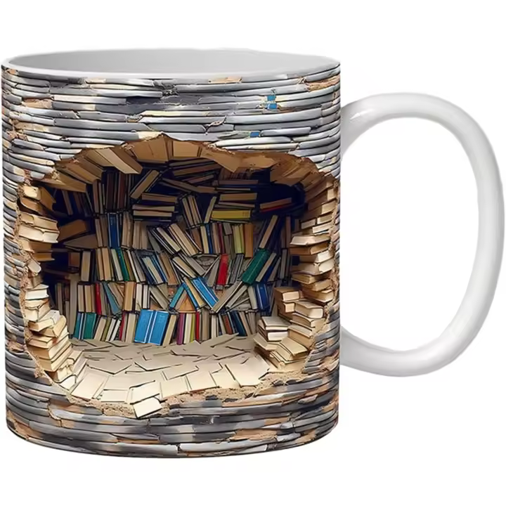 Taza de Ceramica multiusos con diseño de Espacio Creative, Taza de café para Amantes de los libros, Gift para los cumpleaños de Lectores - 1