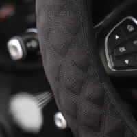 Cubierta De Volante Automotriz De Seda Hielo Transpirable Para Coche Tela De Malla Ajuste Para 14.5-15 Pulgadas Sin Anillo Interno - details 1
