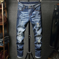 Jeans De Denim Para Hombre Estilo Hip Hop High Street Marca Conocida Calidad Alta Tallas Grandes Con Agujeros Pantalones Casuales De Cierre Botón Fly - details 1