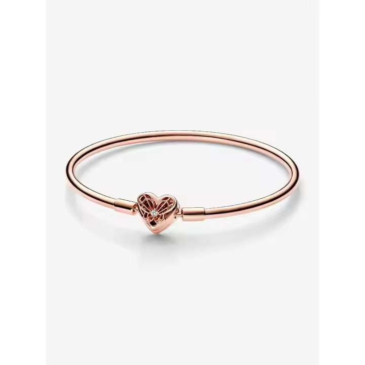 Pandora Moments Corazón y Mariposa - Baño de Oro Rosa de 14K Pandora - VENTA FINAL - 1