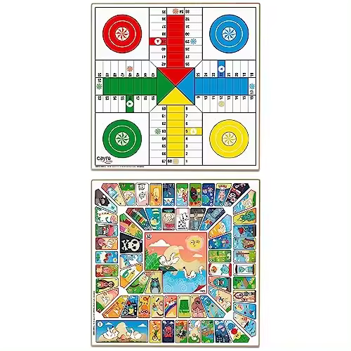Cayro - Tablero Parchís y Oca De Madera - Diseño Clásico y Elegante - Tamaño 40 x 40 - Juego Tradicional - Desarrollo Cognitivo - Diseño Elegante y Duradero - 1