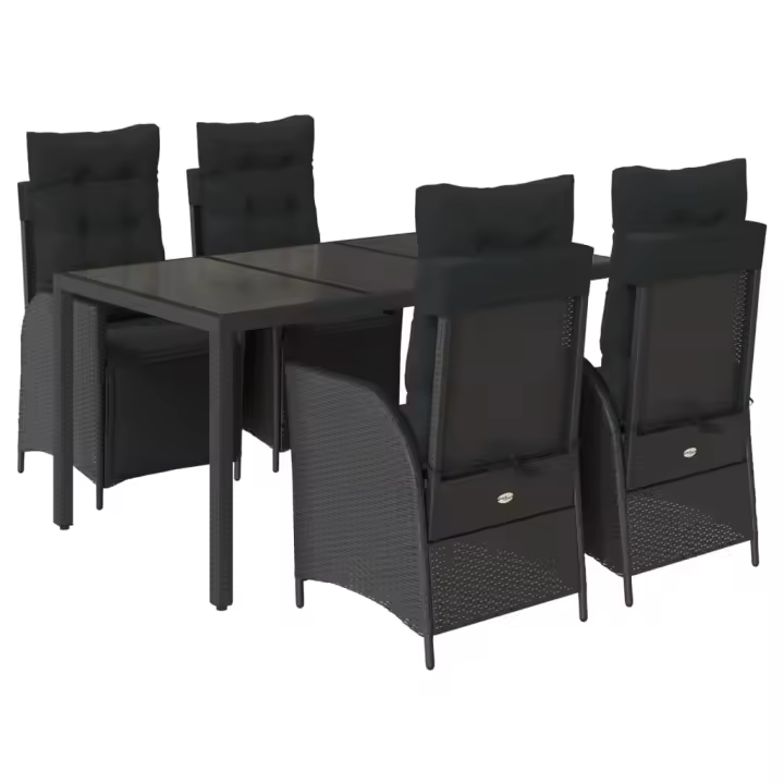 vidaXL Set de muebles jardín 5 pzas con cojines ratán sintético negro - 1