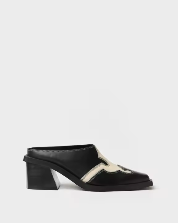 MIM Paris Mule Zuecos estilo Cowboy para mujer negros en piel 9390398538058 - 1