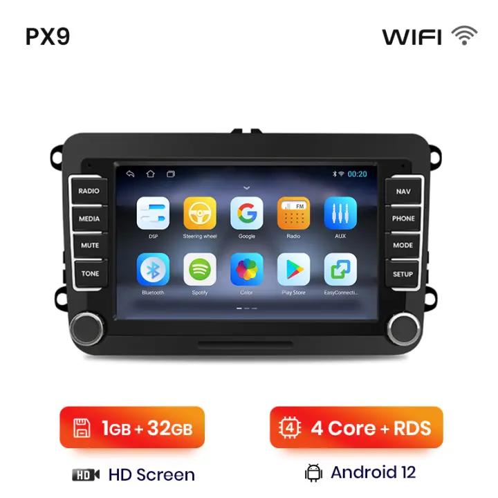 AWESAFE inalámbrico CarPlay Android Auto Radio para Volkswagen, VW, SEAT Leon, Passat B6, B7, Tiguan, Touran, GOLF, POLO coche reproductor multimedia GPS 2 din autoradio volante controles RDS Bluetooth - 1