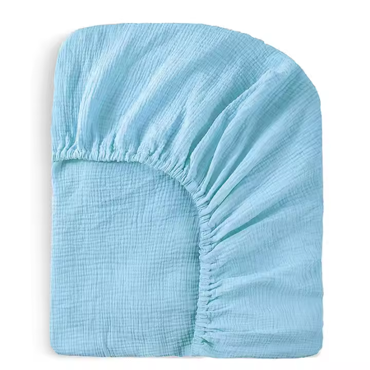 Sábana ajustable de gasa doble para bebé, funda de cama de crepé, funda de cambio multicolor y multitamaño - 1