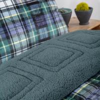 Manterol - Edredón quilt de borreguito cuadros escoceses verde y rojo. Tejido térmico sherpa muy cálido, suave y mullido. - details 1