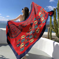 Bufanda De Playa Bohemia Para Mujer Pashmina Floral Estilo Fashion Verano Hijab Envoltura Echarpe Decorativa Polyester Sin Costuras - details 29