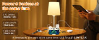 Aigostar Lámpara de Mesa E27 con Enchufe y Toma de Corriente, Salida USB y Tipo C, Lámpara de Mesita de Noche con Pantalla de Tela, Lámpara de Noche para Dormitorio Salón Oficina (Blanca) - details 3