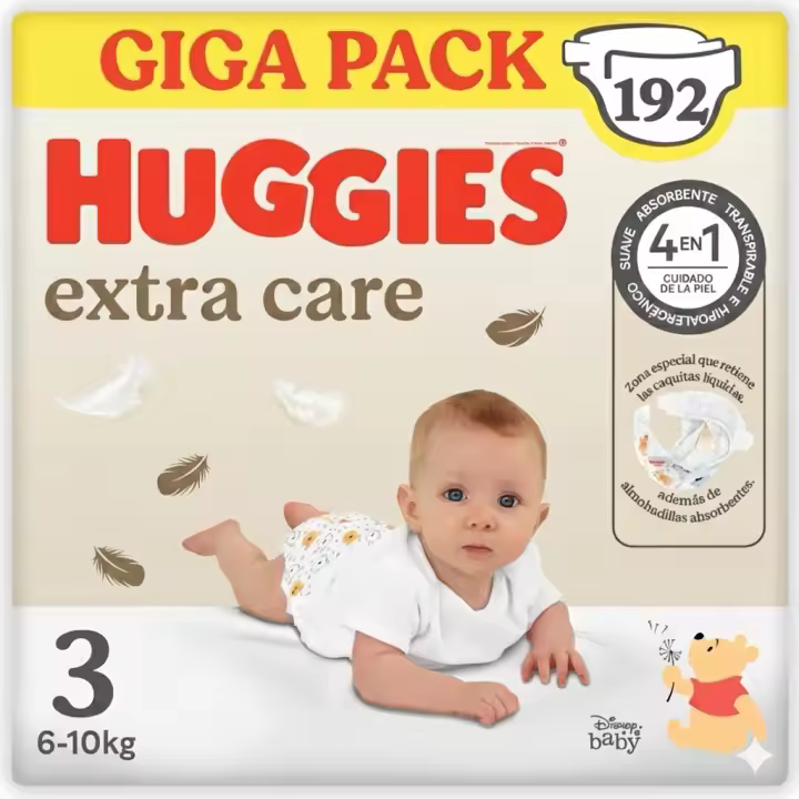 Huggies Extra Care Pañales Bebé GIGA Pack, Tallas 1,2,3,4,5 - 1