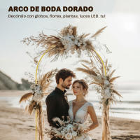 Outsunny Arco de Jardín de Metal para Rosas Arco de Boda con Recubrimiento en Polvo Resistente a la Intemperie para Plantas Trepadoras para Decoración Patio Terraza 120x40x220 cm Dorado - details 3